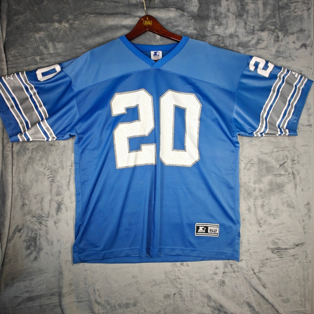 Starter Jersey Mens 52 Blue Detroit Lions Barry Sanders 20 Vintage 1995 NFL